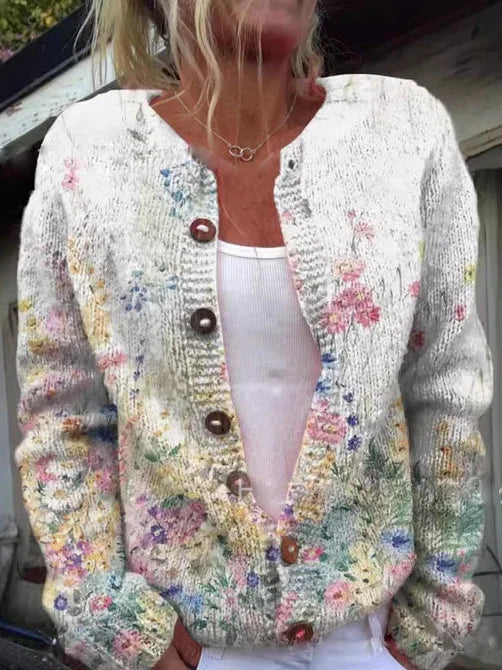 Jacqueline | Knitted Vest with Floral Pattern