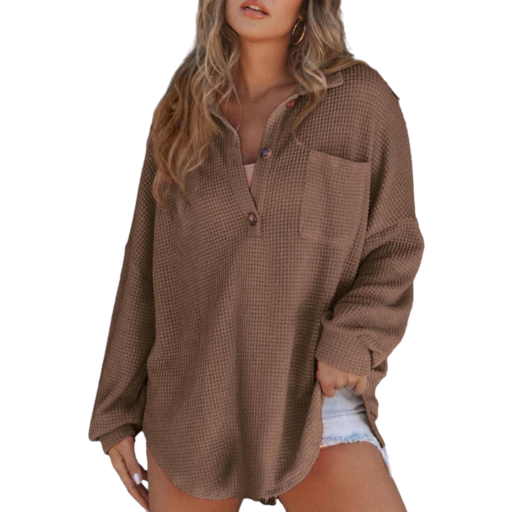 Kathryn | Casual Button V Neck Tunic Blouse
