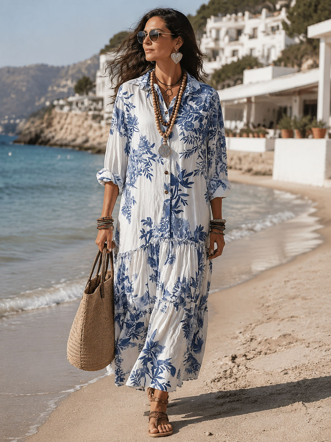 Dahlia | Bohemian Floral Button-Down Tiered Maxi Dress