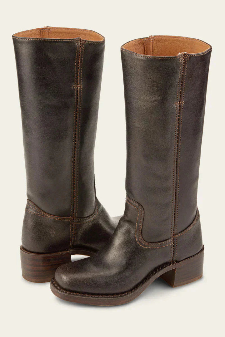 Xandra | Women's Knee-High Boots with Side Zipper and Block Heel