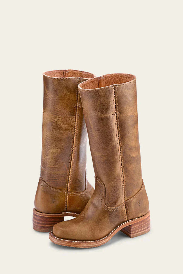 Xandra | Women's Knee-High Boots with Side Zipper and Block Heel