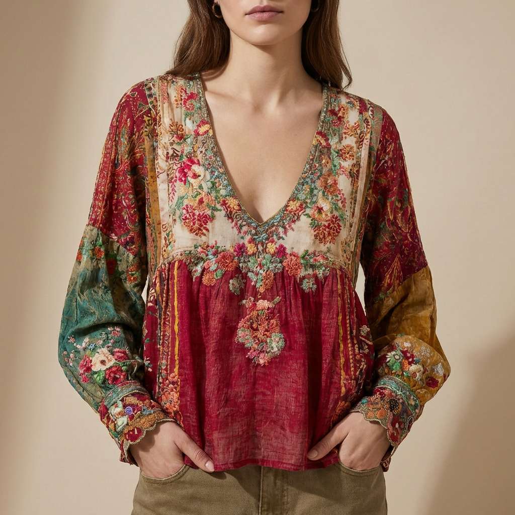 Maya | Colorful Patchwork Meadowloom Top