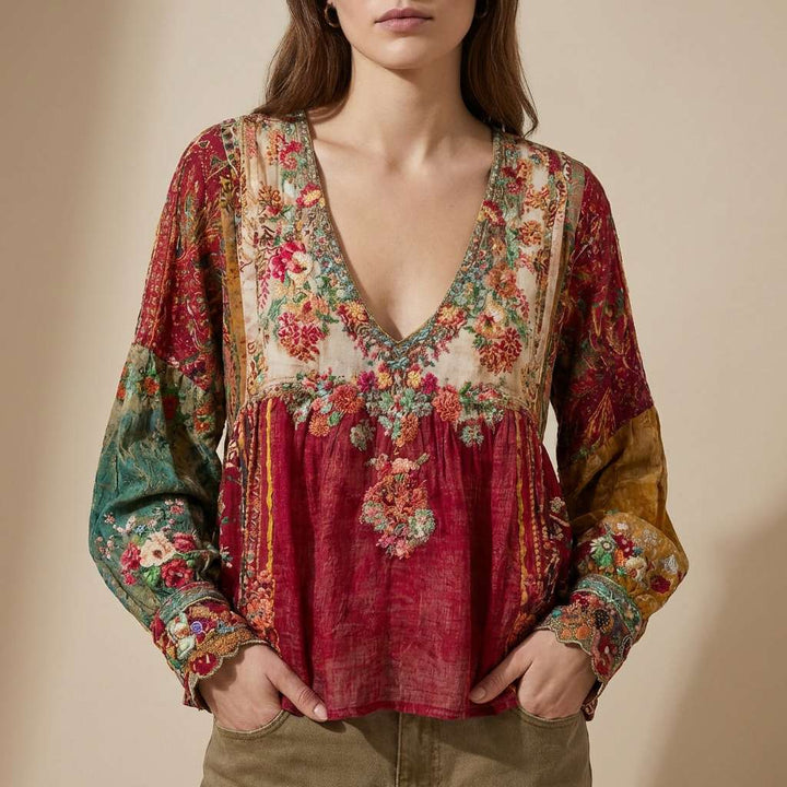 Maya | Colorful Patchwork Meadowloom Top