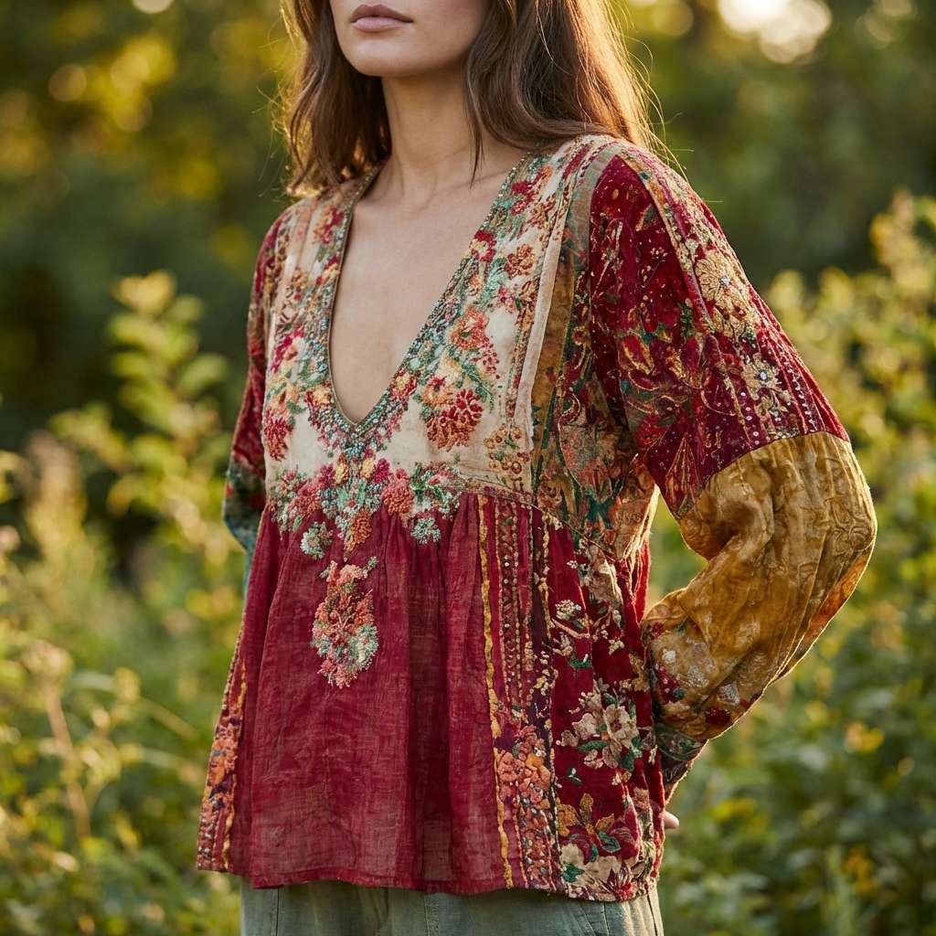 Maya | Colorful Patchwork Meadowloom Top