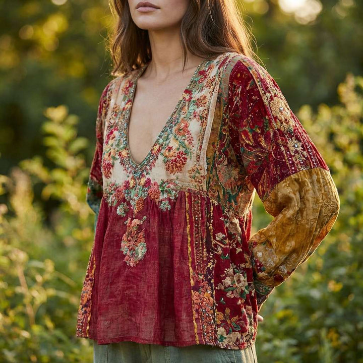 Maya | Colorful Patchwork Meadowloom Top