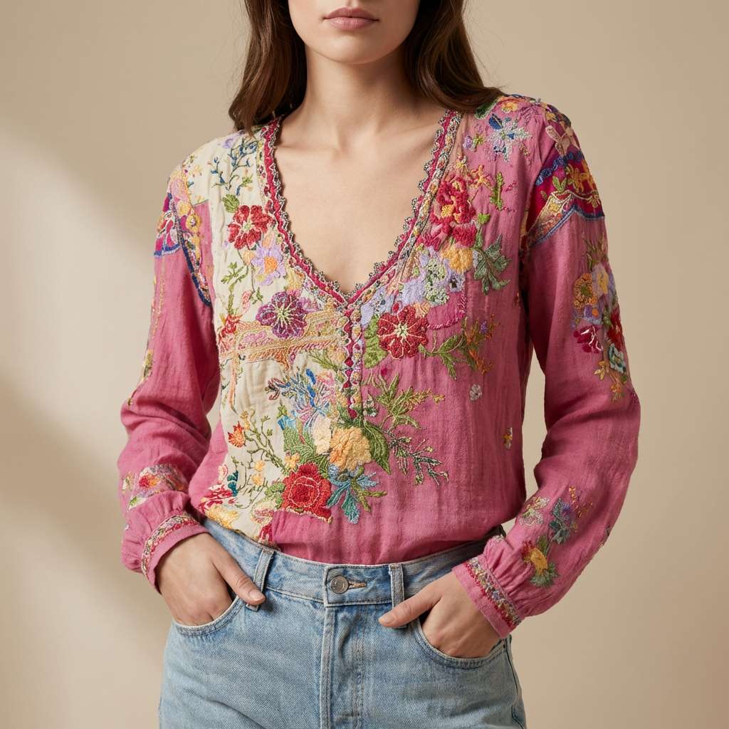 Maya | Colorful Patchwork Meadowloom Top